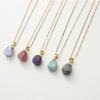 Wholesale Creative Irregular Different Natural Crystal Stone Healing Pendant Necklaces With Gold Plated Chain Women Men Fashion Jewelry