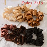 Wholesale Scrunchies Hairbands Solid Satin Hair Bands Large intestine Hair Ties Ropes Girls Ponytail Holder Hair Accessories Designs DW4259