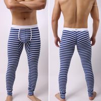 Wholesale Men s Sleepwear Fashion Brand Cross Stripe Cotton Man Sexy Pouch Lounge Pants Gay Thermal Sleeping Pajama Leggings Size S M L1