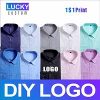 Wholesale Men s Dress Shirts LUCKY Business Shirt Personalized Group Custom Embroidered Men s And Women s With High Quality Long Sleeve