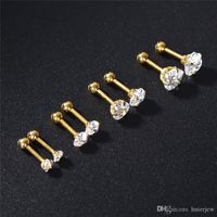 Wholesale Pretty Stainless Steel Jewelry L Helix Barbell Ear Piercing Cartilage Ring Jewelry Beautifully luxury earring