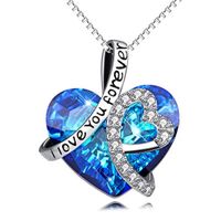 Wholesale Crystal Diamond Heart Pendant Necklace Silver Plated Chain Choker Necklaces Crystal Rhinestone Imitation Crystal Necklace for Women Gift