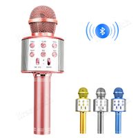 Wholesale Bluetooth Wireless audio Microphone Handheld Karaoke Mic USB Mini Home KTV For Music Speaker Player HiFI Subwoofer hight quality Dropship