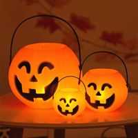 Wholesale Halloween Decoration Props Party Supplies Smile Face Pumpkin Candy Bags Basket LED Lantern Craft Ornament S M L size Available Free Delivery