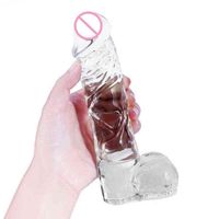 Wholesale NXY Dildos style Transparent Crystal Huge Glass Dildo Realistic Artificial Penis for Women Masturbation Anal Toys