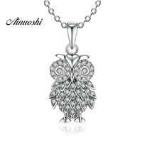 Wholesale AINUOSHI Luxury Sterling Silver Pendant Necklace for Women Lovely Eagle Cute Owl Long Chain Necklace Wedding Silver Jewelry Y200107