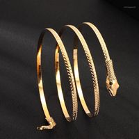 Wholesale Bangle Fehame pc Women Men Alloy Bracelets Fashion Coiled Snake Spiral Punk Gold Silver Color Upper Arm Cuff Armlet Armband Bracelets1
