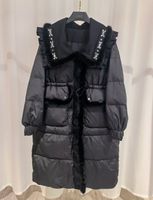 Wholesale Womens White Duck Down Long parkas Doll collar with Mink Trim bordered fur Downs Jacket over the knee