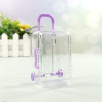 Wholesale Mini Rolling Travel Suitcase Candy Box Baby Shower Wedding Favors Acrylic Clear Party Table Decoration Supplies Gifts J2