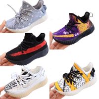 Wholesale Knitted Kids Low Sneakers Shoes Zebra Beluga Boost Boys Girls Summer Spring Casual Sport Shoes Knit Running Shoes Toddler Cream White Black Bred Letter Printed
