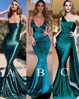 Wholesale Stylish Women Evening Dresses Sexy Backless Mermaid Spaghetti Strap Ruched Long Evening Gowns Prom Party Dress vestidos de fiesta Cheap