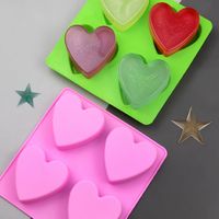 Wholesale 4 Slots heart shaped cake mould durable handmade soap mold silicone mold love shape cake decorating tools