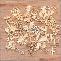 Wholesale Charms Jewelry Findings Components Random Mix Size Style Alloy Metal Drop Oil Kc Gold Pendant For Diy Bracelet Necklace Maki