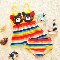 Wholesale 2019 Newest Baby Girls Two piece Bear Stripe Swimisuits Babies Striped Swimwear Bikini Suits Kids Swimsuit Biquini Set Swimmer