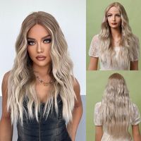 Wholesale Top Closures HENRY MARGU Long Ombre White Brown Blonde Lace Front Synthetic Hair Frontal For Women Cosplay Heat Resistant