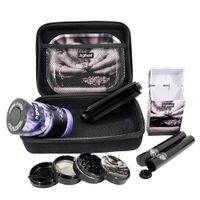 Wholesale Toppuff Tobacco Kit Metal Rolling Tray Plastic Airtight Herb Container Zinc Alloy Smoking Grinder King Size Rolling Machine