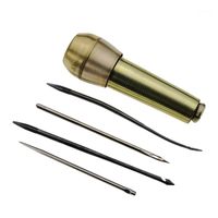 Wholesale Sewing Notions Tools PC Canvas Leather Tent Awl Tool Punch Needles Copper Handle Stitcher Crochet Line For Leathercraft Supplie1