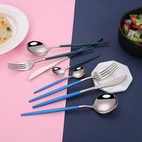 Wholesale Dinnerware Sets Pieces Of Stainless Steel Portugal Cutlery Knife Fork And Spoon Suit European El Western Steak Knife