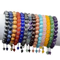 Wholesale Beaded Strands Men s mm Natural Gem Stones Macrame Beads Yoga Mala Beaded Diy Fashion Jewelry Bracelet Adjust Handmade
