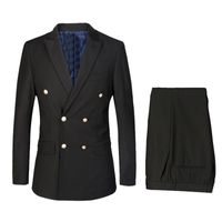 Wholesale Men s Suits Blazers Double Breasted Groom Tuxedos Peaked Lapel Man Blazer For Groomsman Suit Custom Made Black Jacket pants