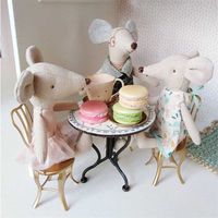 Wholesale Handmade Cotton Linen Mouse Doll Mini Circus Clown Bunny Cloth Comfort Toys For Children Gifts Dollhouse Furniture Accessories