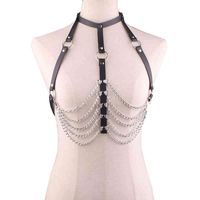 Wholesale NXY SM Bondage New Women Leather Chain Lingerie Open Bust Breast String Bra Women s Sexy Clubwear BDSM Restraints Strap