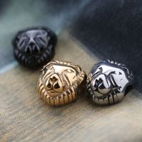 Wholesale Popular DIY Bracelet Jewelry Charms Gold Plated Stainless Steel Lion Head Beads Pendant