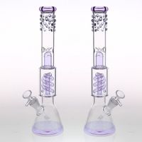 Wholesale Real Images cm Glass Bongs Water Pipes Downstem Bowl mm Perc Smoking Beaker Bong Purple Glass Bongs Heady Dab Rigs