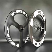 Wholesale HED C carbon wheels front tri spoke rear mm wheel track rod bicycle wheelset clincher tuabular carbon wheels with UD matte finish