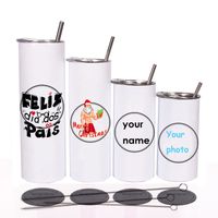 Wholesale Blanks Sublimation Straight Tumbler Coffee Mugs with Lid and Metal Straw Silicone Bottom Clean Brush Oz DIY Gift