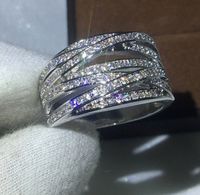 Wholesale Size Jewelry Silver Pave White Sapphire CZ Diamond Gemstones Party Women Wedding Engagement Band Ring
