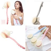 Wholesale Shower Room Arc Bath Brush Household T Shaped Long Handle Two In One Adult Child Bath Ball Multicolor xm J2