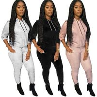 Wholesale Fall winter Women jogger suit long sleeve outfits hooded hoodies pants plus size two pieces set casual print tracksuits