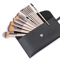 Wholesale 2020 Ins Popular in Champagne Makeup brushes set with PU bag Wooden cosmetic Make up brushes for Professional Artist