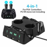 Wholesale 4 in Controller Charging Dock Station Stand for Playstation PS4 PSVR VR Move Quad Charger for PlayStation Controller