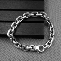 Wholesale Link Chain Solid Sterling Silver Simple Thick Bracelet For Men Bold Chunky Cool Thai Mens Jewelry Rock Star Bijoux1