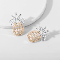 Wholesale Stud Women s Jewelry Two Tone Elegant Pineapple Earrings Unique Design Mini Boutique Gift Party Ball