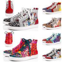 Wholesale New Designer Red Bottoms Casual Shoes Slip on Roller Boat Mens Women Suede Spike Crystal Leather Sport Sneakers Box Dust Bag
