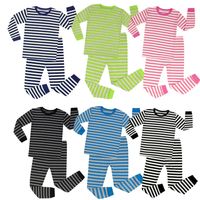 Wholesale Christmas Kids Pajamas Tracksuit Sets Children Two Pieces Outfits Boy Girls Striped Crew Neck Clothing Long Sleeve Suit Baby Homewear E92801
