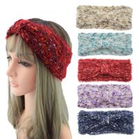 Wholesale Women knot headband knit warm heaband crochet girls ear warmer beanie hat winter outdoor sports running hairbands