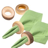 Wholesale Handmade Rustic Wooden Napkin Rings Table Decoration Napkins holder Party Dinning Table Family Gatherings RRE12311