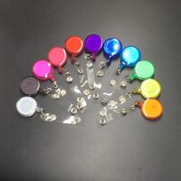 Wholesale Free DHL Shipping ID Holder Name Tag Card Key Badge Reels Round Solid Plastic Clip On Retractable Pull Reel Office Supplies