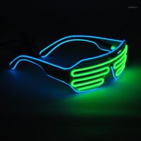 Wholesale Sunglasses Emazing Lights Color EL Wire Neon LED Light Party DJ Up Bright Shutter Shaped Glasses Rave Sunglasses1