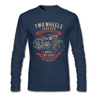 Wholesale Two Wheels Move The Soul Vintage Motorcycle T Shirt Long Sleeve Men s T shirt Pop Brand Cotton Funny T Shirts