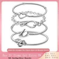 Wholesale Sale Silver Bracelet Sterling Heart Snake Chain for Women Fit Original Pandora Charms Beads Jewelry Gift