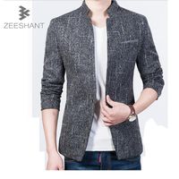 Wholesale Men s Suits Blazers ZEESHANT Men Formal Business Jacket Chinese Tunic Black Arrival Traditional Mandarin Plus Size XXXXXL Homme