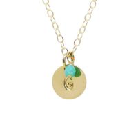 Wholesale Custom Name Plate DIY Gold Disc Letter Charm and Birthstone Necklace