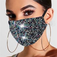 Wholesale designer bling nightclub bar face masks diamond protective PM2 black mouth reusable women colorful woman club mask