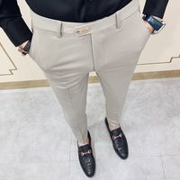 Wholesale Casual Slim Fit Mens Dress Pants Streetwear Suit Pants Men High Quality Gentlemen Office Trousers Men All Match ankle length