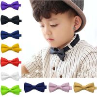 Wholesale Bow Ties Children Kids Boys Toddler Infant Solid Bowtie Pre Tied Wedding Tie Necktie Fashion XRQ88